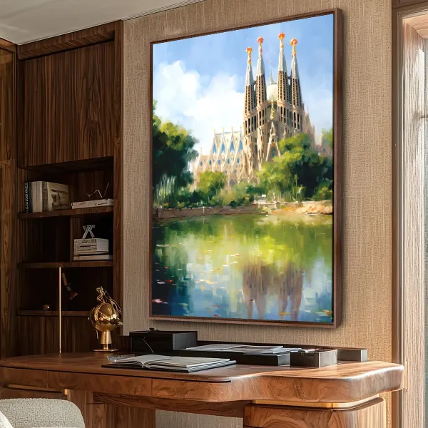 Quadro Basílica Sagrada Família Barcelona - Espanha Impressionismo Pinceladas Soltas   