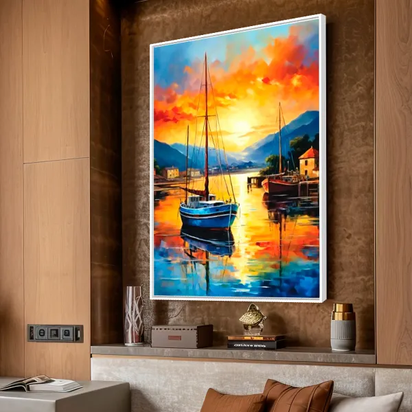 Quadro Porto de Knysna - Africa do Sul Impressionismo Moderno Espatuladas 