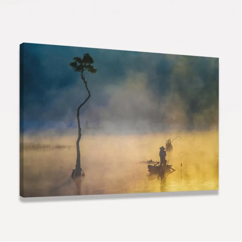Quadro Pesca Em Meio à Névoa