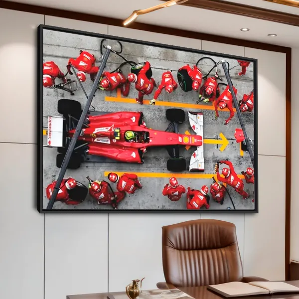 Quadro Decorativo Pit Stop Ferrari F1 Ação e Precisão