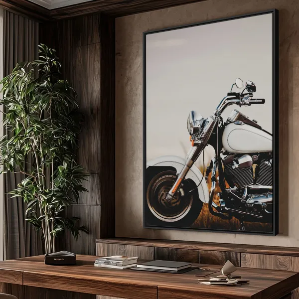 Quadro Moto Retro do Roadster Branca