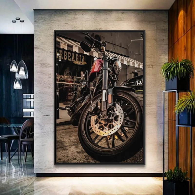 Quadro Moto Clássica Harley Davidson