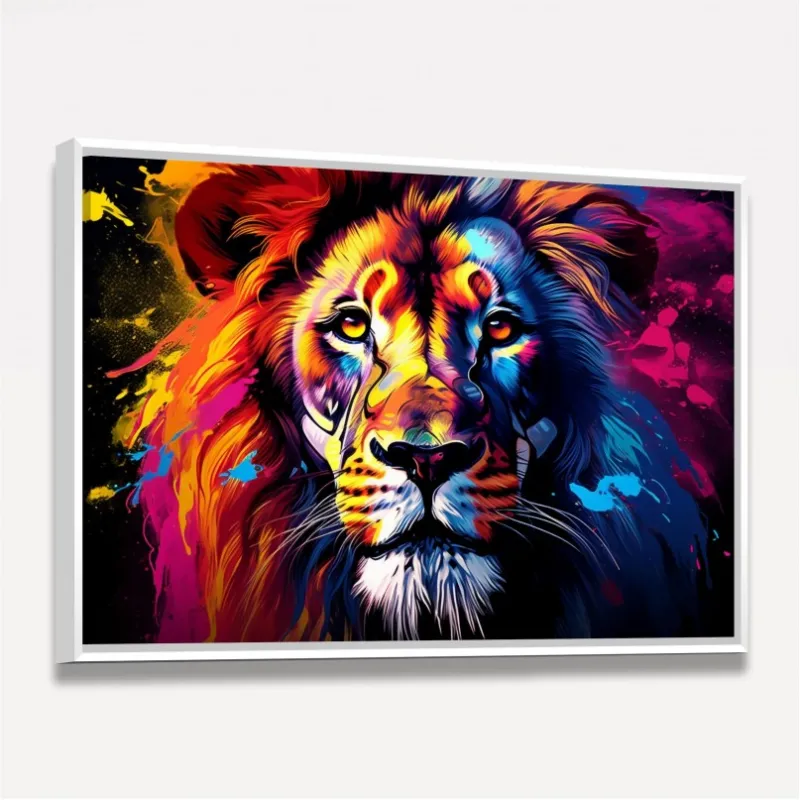 Quadro Leão Colorido Majestade Cromática