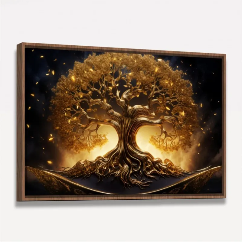 Quadro Árvore da Vida Esplendorosa Dourada Luxo