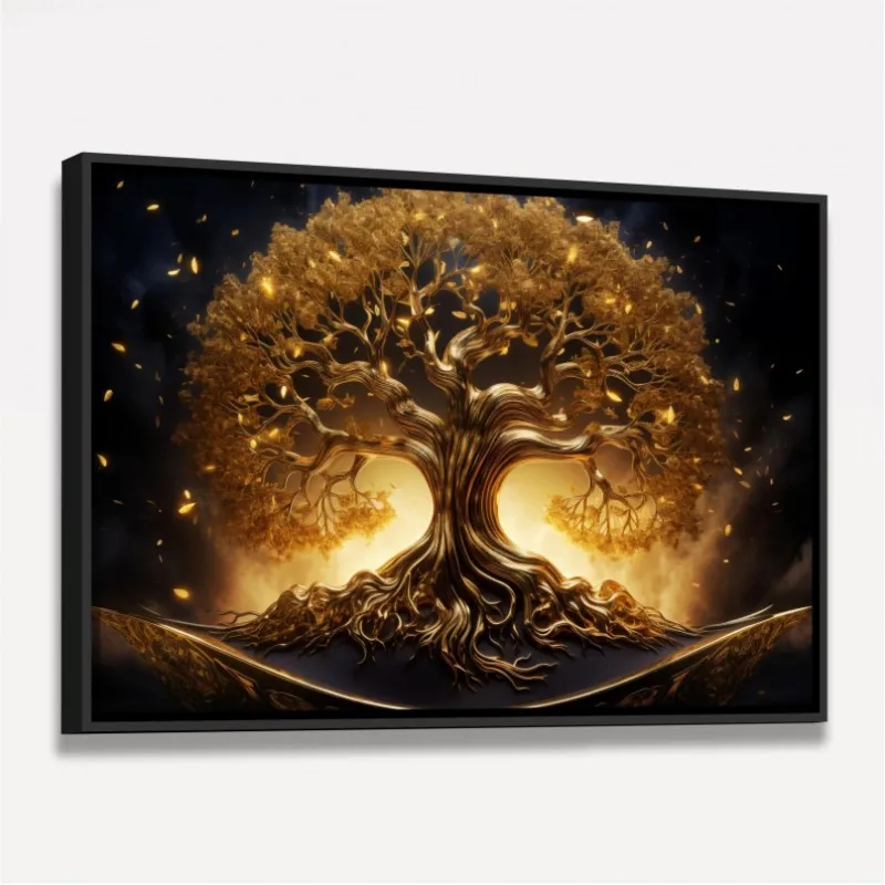 Quadro Árvore da Vida Esplendorosa Dourada Luxo