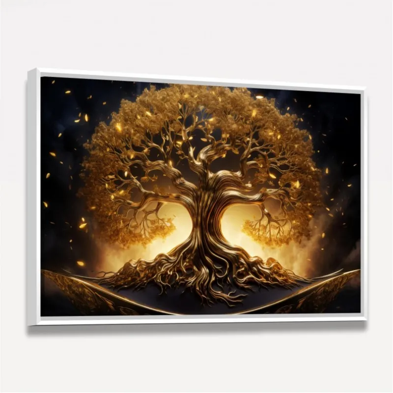 Quadro Árvore da Vida Esplendorosa Dourada Luxo