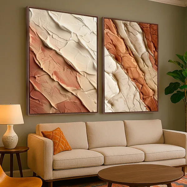 Quadro Abstrato Moderno Terracota Relevo da Terra
