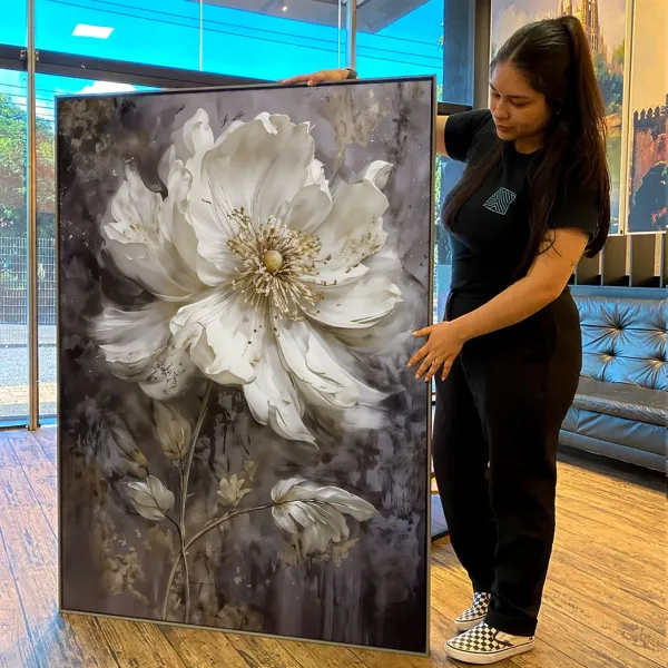 Quadro Peônia Imperial Arte Floral Abstrata Elegante