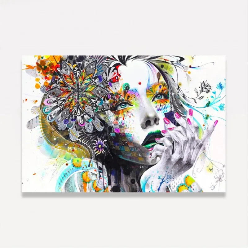 Quadro Mulher Abstrata Artístico - Colorful