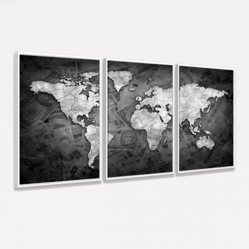 Quadro Mapa Mundi Decorativo Sea of Money