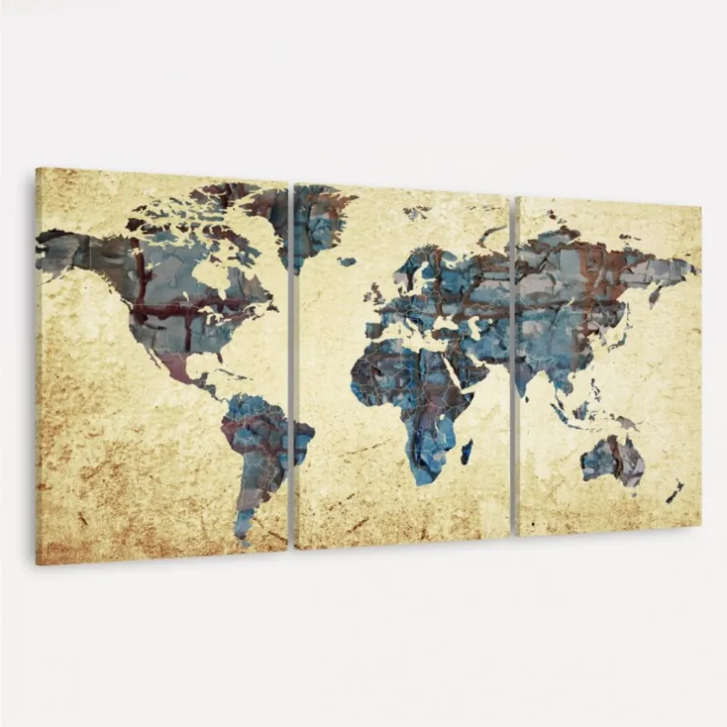 Quadro Mapa Mundi Arte Vintage Continentes