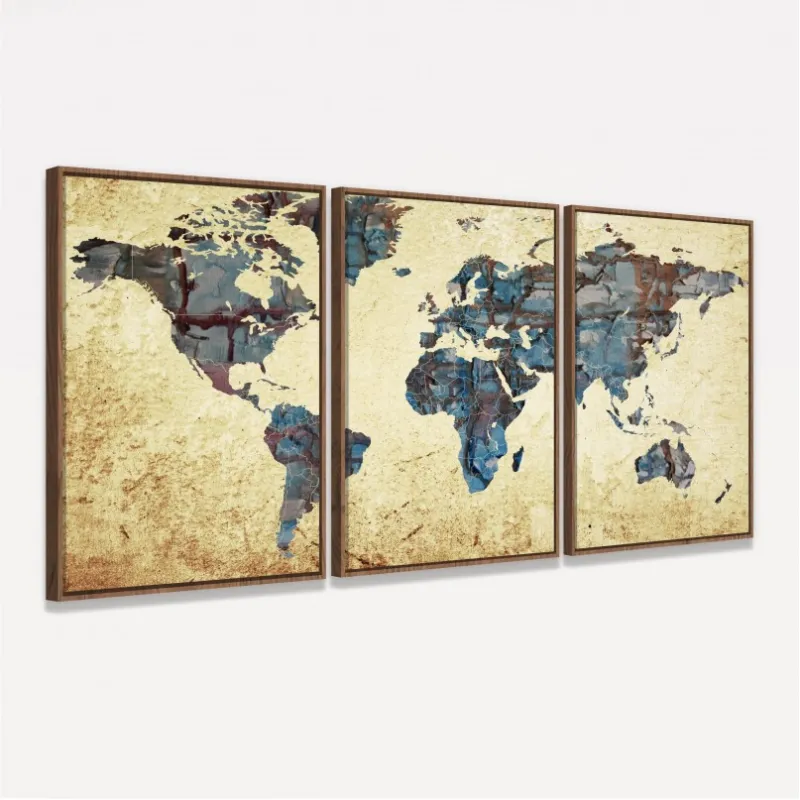 Quadro Mapa Mundi Arte Vintage Continentes