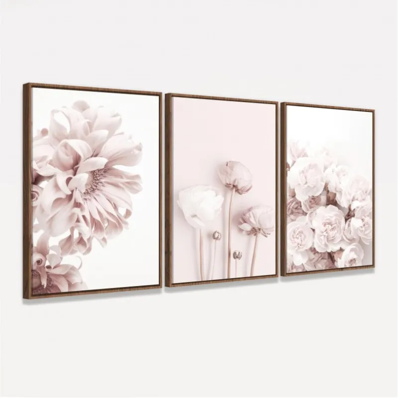Quadro Floral Trio Rose Peônias 