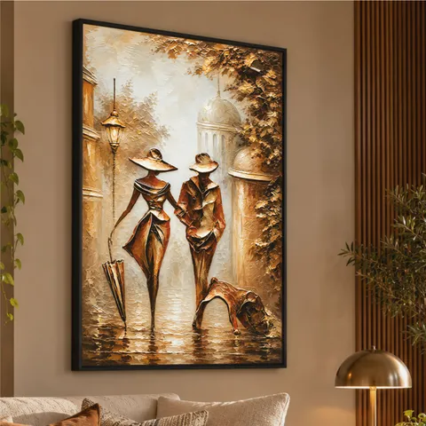 Quadro Abstrato Casal Elegância Vintage