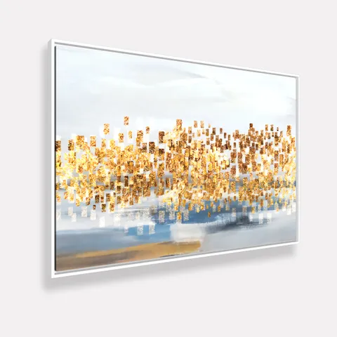 Quadro Abstrato Contemporâneo Detalhes Dourados