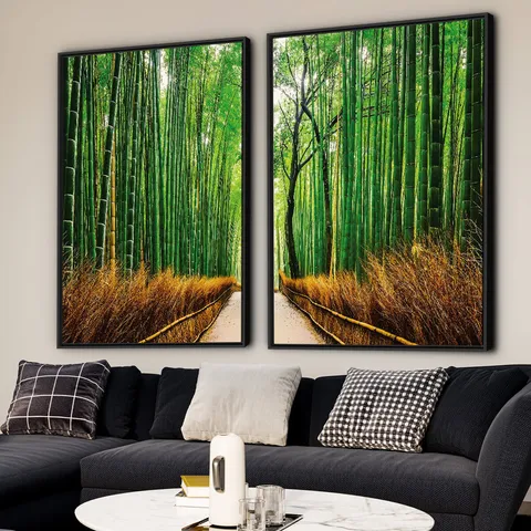 Quadro Paisagem Floresta de Bambu Oriental