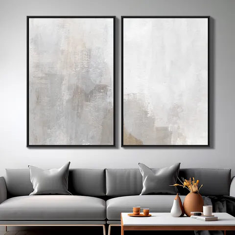 Quadro Abstrato Pintura Neutra Cores Suaves