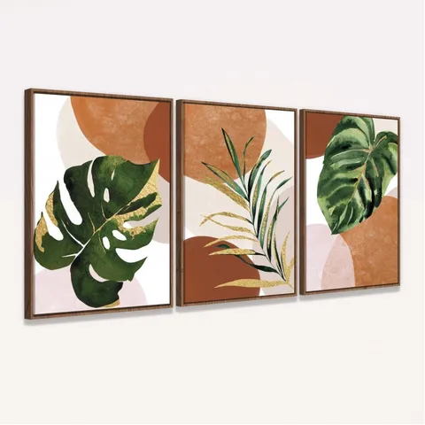 Quadro Folhas Folhagem Trio Boho decorativo