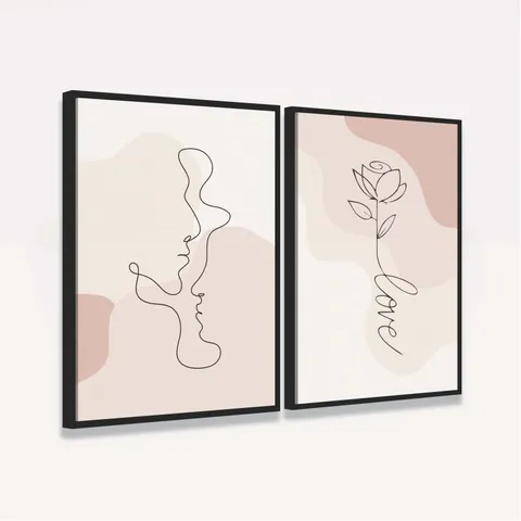 Quadro Casal Love Abstrato Minimalista
