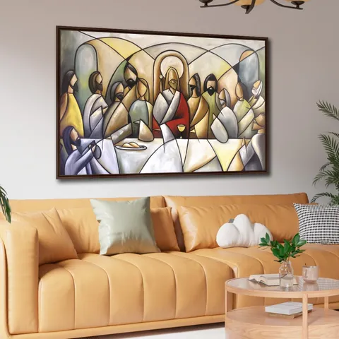 Quadro Santa Ceia Arte Moderna Mosaico