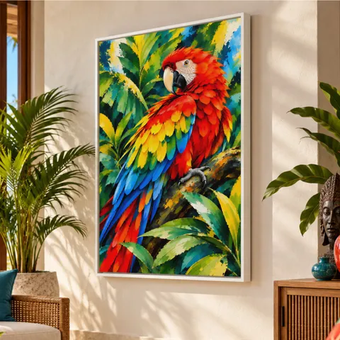 Quadro Arara Encanto Tropical Espírito de Liberdade