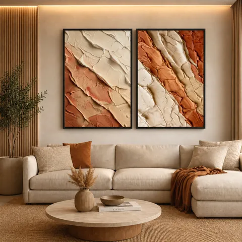 Quadro Abstrato Moderno Terracota Relevo da Terra