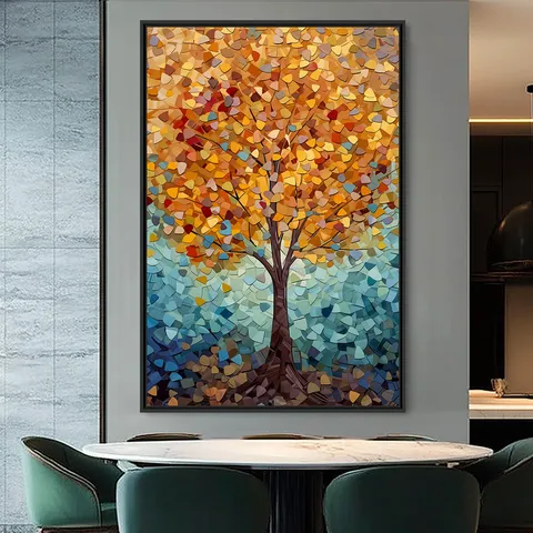 Quadro Árvore dos Sonhos Abstrato em Mosaico Colorido