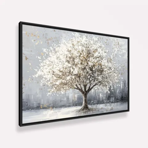 Quadro Árvore da Serenidade Abstrata Elegância em Tons Neutros