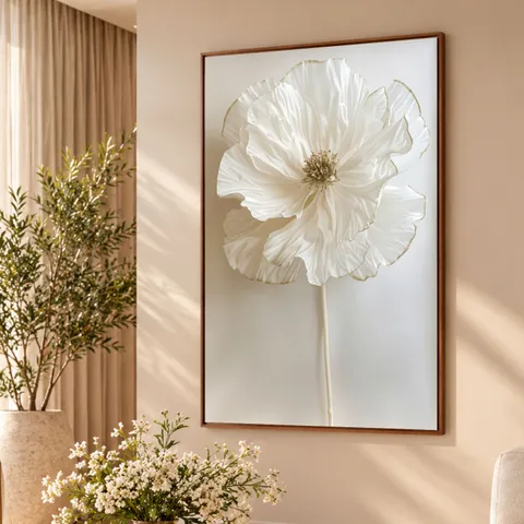 Quadro Flor Pureza Branca Elegância Minimalista