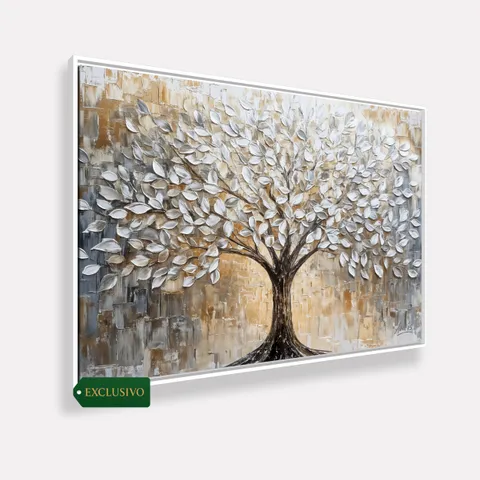 Quadro Abstrato Árvore da Vida Sonhos que Florescem Efeito em Estilo Relevo - Arte Exclusiva