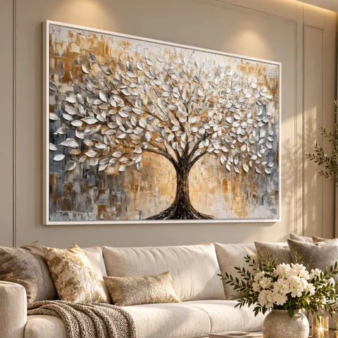 Quadro Abstrato Árvore da Vida Sonhos que Florescem Efeito em Estilo Relevo