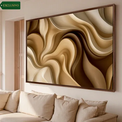 Quadro Abstrato Essência do Deserto Elegância em Movimento Tons Naturais