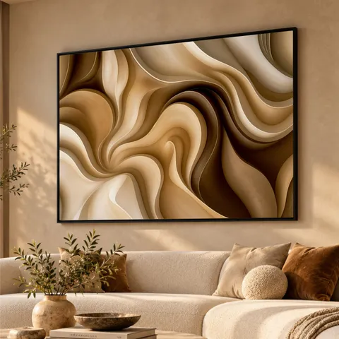Quadro Abstrato Essência do Deserto Elegância em Movimento Tons Naturais