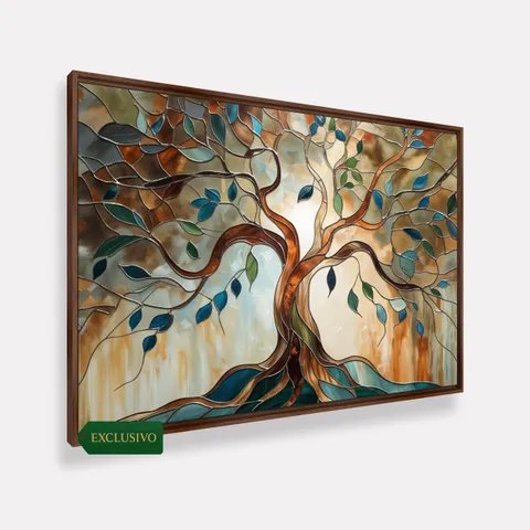 Quadro Árvore Da Vida Abstrata Tons Terrosos - Arte Exclusiva