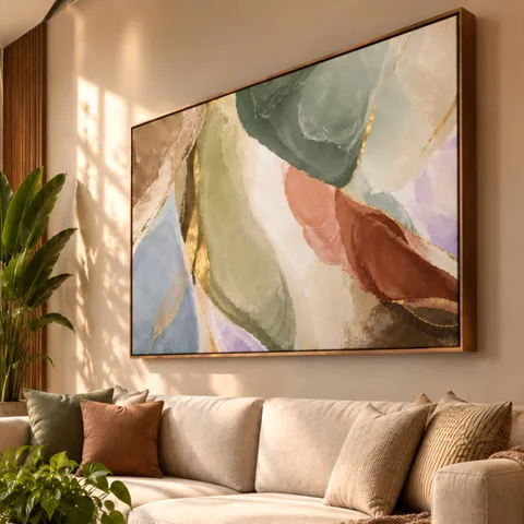 Quadro  Abstrato Essência Da Terra Em Cores Orgânicas 