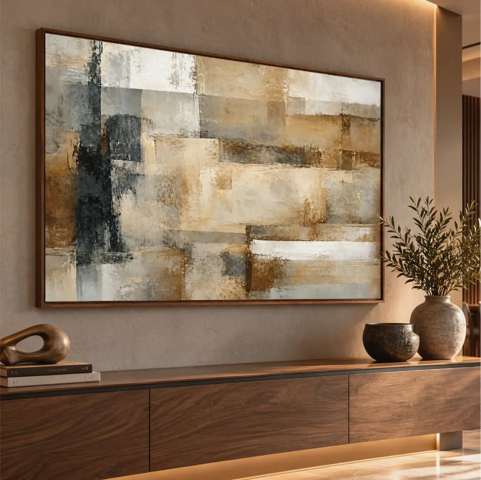 Quadro Abstrato Fragmentos do Tempo em Harmonia