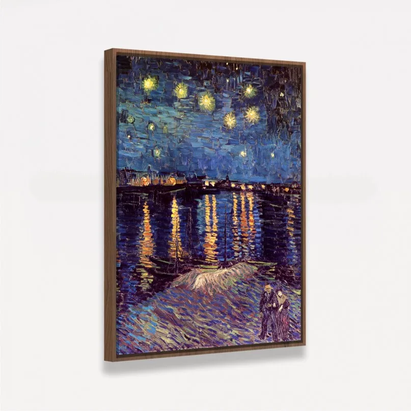 Quadro Noite Estrelada Sobre o Ródano - Van Gogh - Releitura Quadro Noite Estrelada Sobre o Ródano - Van Gogh - Releitura