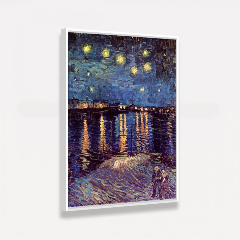 Quadro Noite Estrelada Sobre o Ródano - Van Gogh - Releitura Quadro Noite Estrelada Sobre o Ródano - Van Gogh - Releitura