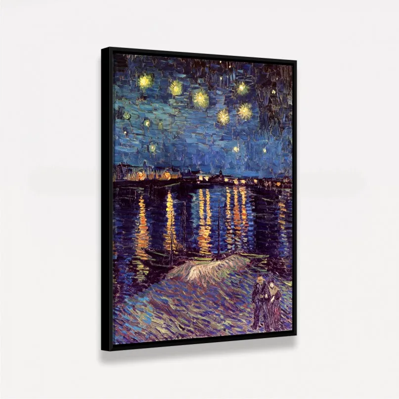 Quadro Noite Estrelada Sobre o Ródano - Van Gogh - Releitura Quadro Noite Estrelada Sobre o Ródano - Van Gogh - Releitura