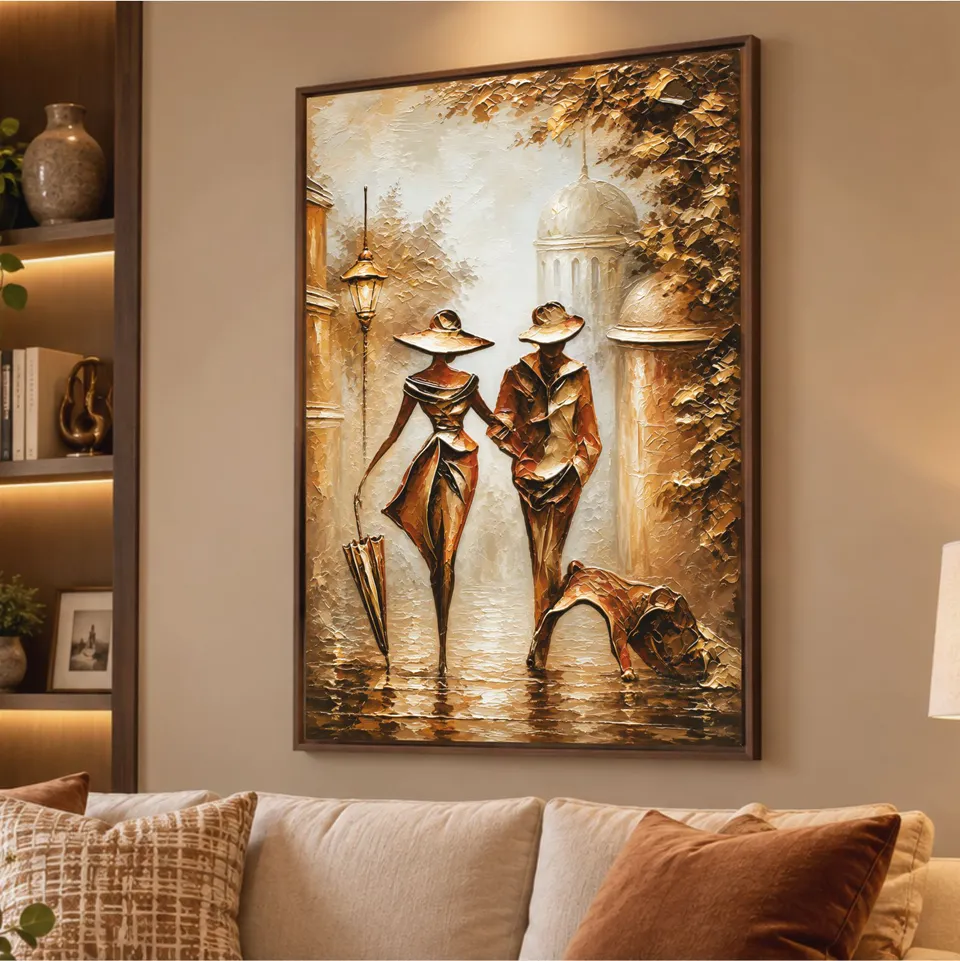Quadro Abstrato Casal Elegância Vintage