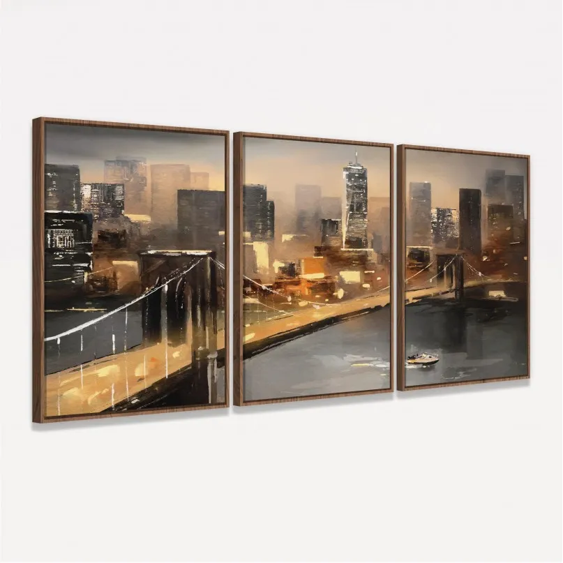 Quadro Abstrato Vista de Nova York Cidade Americana Moderna