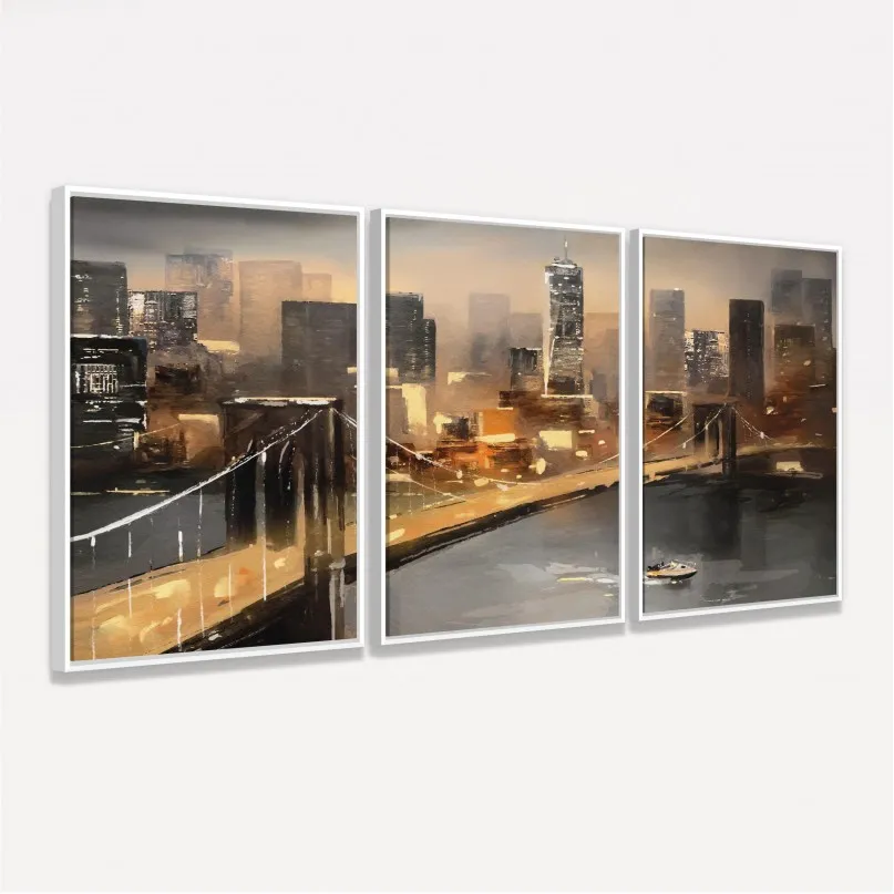 Quadro Abstrato Vista de Nova York Cidade Americana Moderna