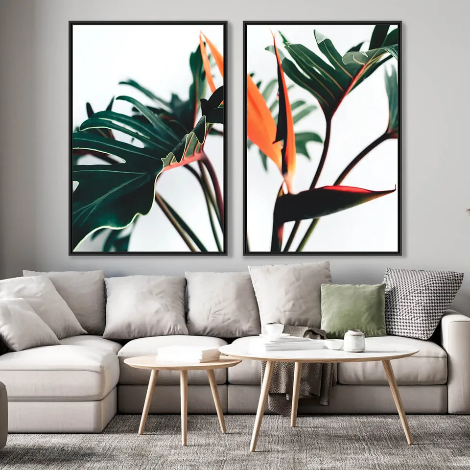 Quadro Folhas de Strelizia - Duo Tropical Exótico Quadro Folhas de Strelizia - Duo Tropical Exótico