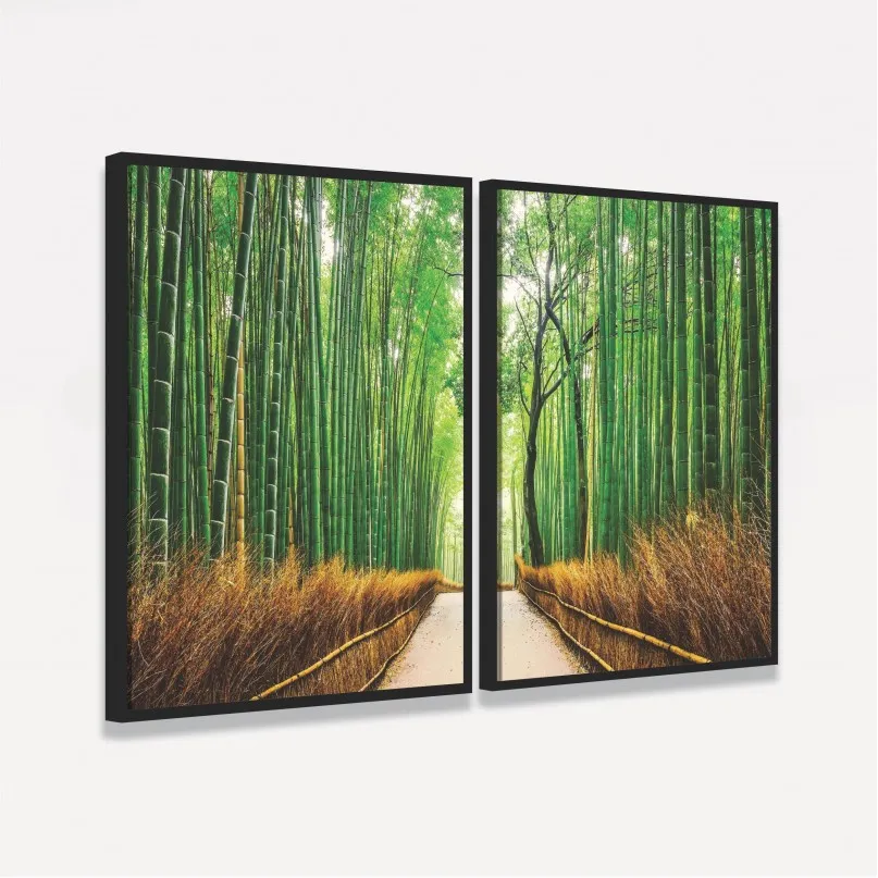 Quadro Paisagem Floresta de Bambu Oriental Quadro Paisagem Floresta de Bambu Oriental