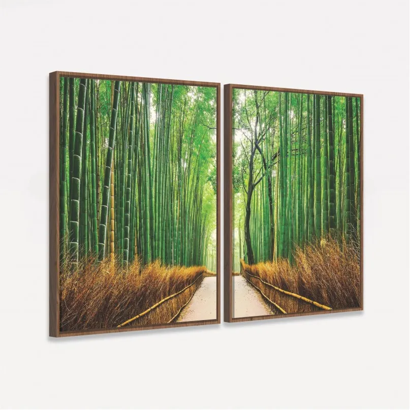 Quadro Paisagem Floresta de Bambu Oriental Quadro Paisagem Floresta de Bambu Oriental