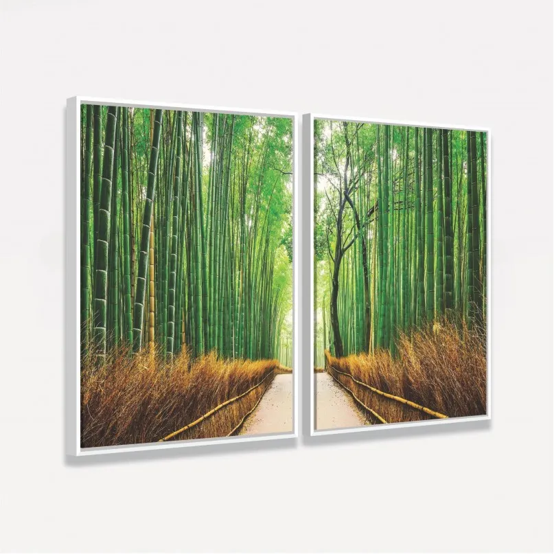 Quadro Paisagem Floresta de Bambu Oriental Quadro Paisagem Floresta de Bambu Oriental