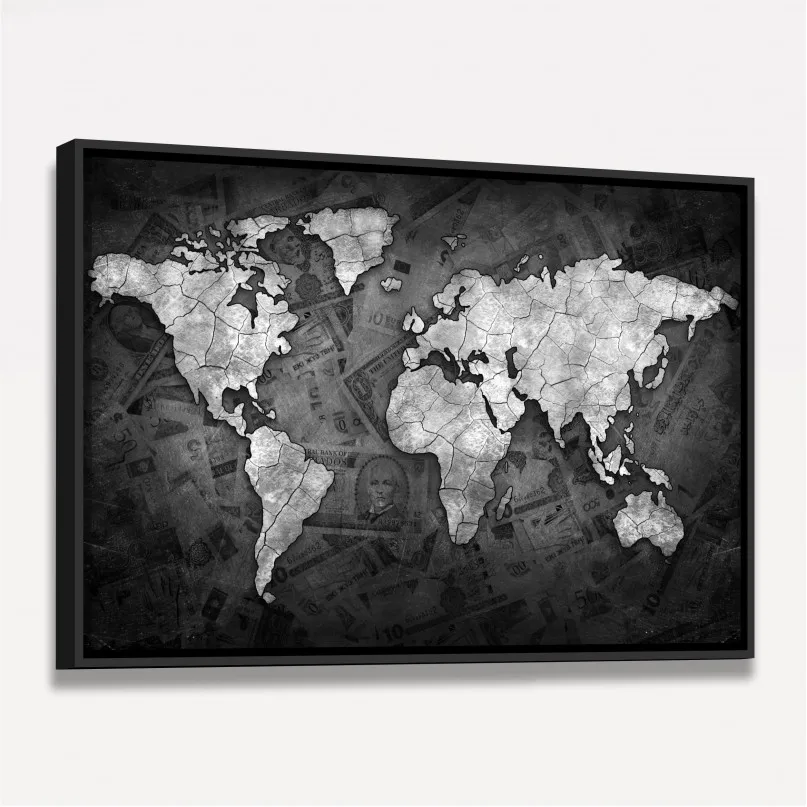 Quadro Mapa Mundi Sea of Money Quadro Mapa Mundi Sea of Money