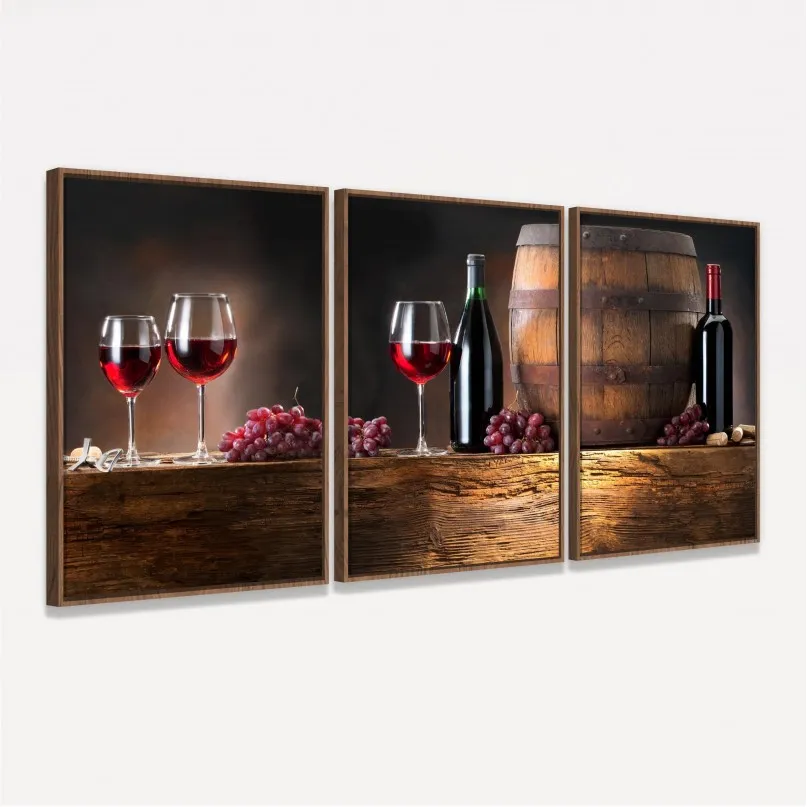 Quadro decorativo Vinho Taças Uvas - Gourmet