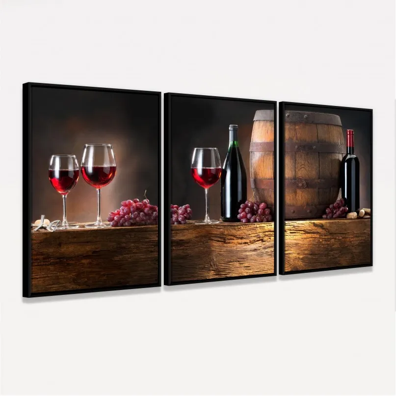 Quadro decorativo Vinho Taças Uvas - Gourmet
