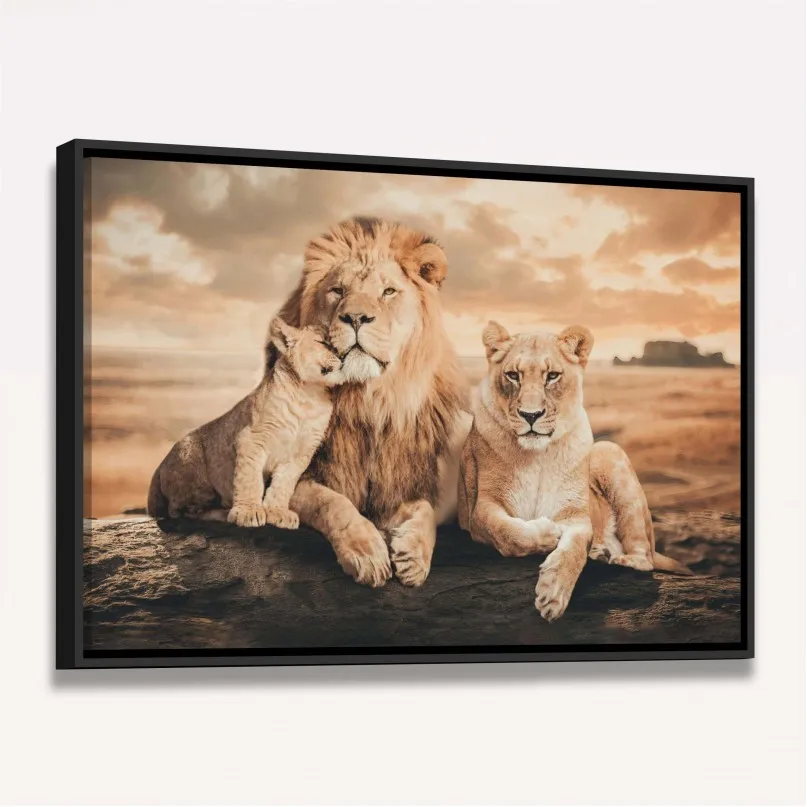 Quadro Família de Leões 1 Filhote Artístico Quadro Família de Leões 1 Filhote Artístico